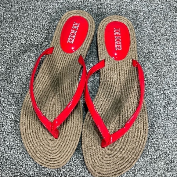 Joe Boxer Sandals Flip Flops Red Womens Size 7/8 New - Picture 3 of 9